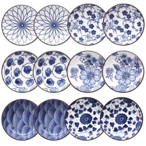 tamaykim 12 pcs 4 inch ceramic dipping saucers, porcelain dipping bowls, japanese style small sauce bowls/dishes for sushi, soy sauce, ketchup, bbq, oven, microwave & dishwasher safe