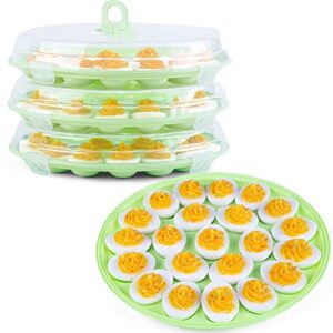 hansgo 3pcs deviled egg platter and carrier with lid - 66 egg slots for parties and home kitchen