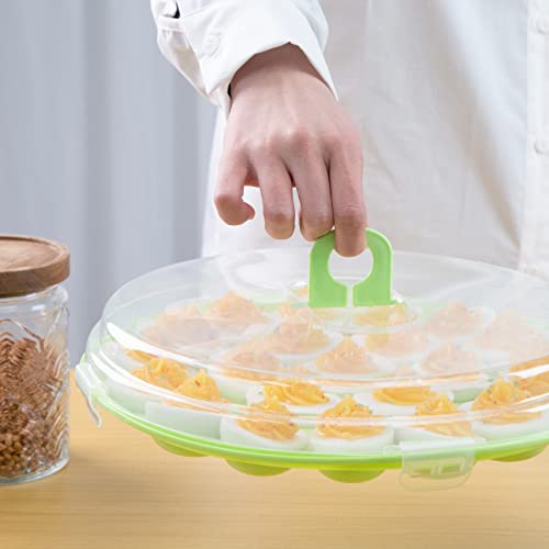 HANSGO 3PCS Deviled Egg Platter and Carrier With Lid - 66 Egg Slots for Parties and Home Kitchen
