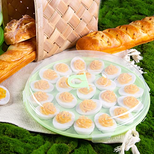 HANSGO 3PCS Deviled Egg Platter and Carrier With Lid - 66 Egg Slots for Parties and Home Kitchen
