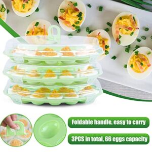 HANSGO 3PCS Deviled Egg Platter and Carrier With Lid - 66 Egg Slots for Parties and Home Kitchen