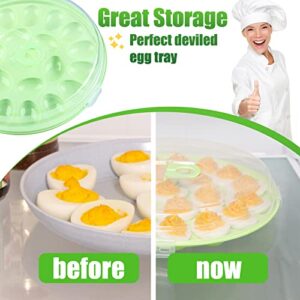 HANSGO 3PCS Deviled Egg Platter and Carrier With Lid - 66 Egg Slots for Parties and Home Kitchen