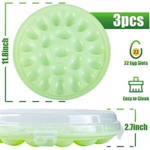 HANSGO 3PCS Deviled Egg Platter and Carrier With Lid - 66 Egg Slots for Parties and Home Kitchen