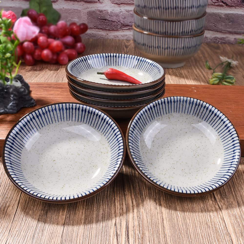 LMRLCS Ceramic Soy Dish Set of 6, 3.9 Inch Japanese Sauce Dish Serving Sushi Dipping Sauce Dish Sauce Cups Sushi Dish for Dipping