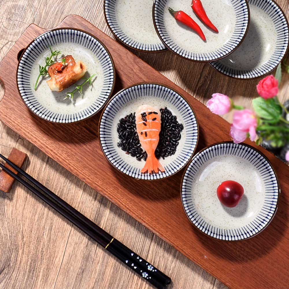 LMRLCS Ceramic Soy Dish Set of 6, 3.9 Inch Japanese Sauce Dish Serving Sushi Dipping Sauce Dish Sauce Cups Sushi Dish for Dipping
