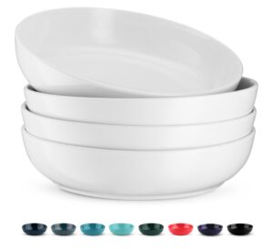 kook salad bowl, pasta bowls, soup, serving bowls, ceramic, large capacity, microwave & dishwasher safe, set of 4, 40 oz, (white)