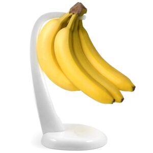 meadow lane banana holder stand - bpa-free white plastic fruit hanger for freshness, kitchen storage item, 1-pack