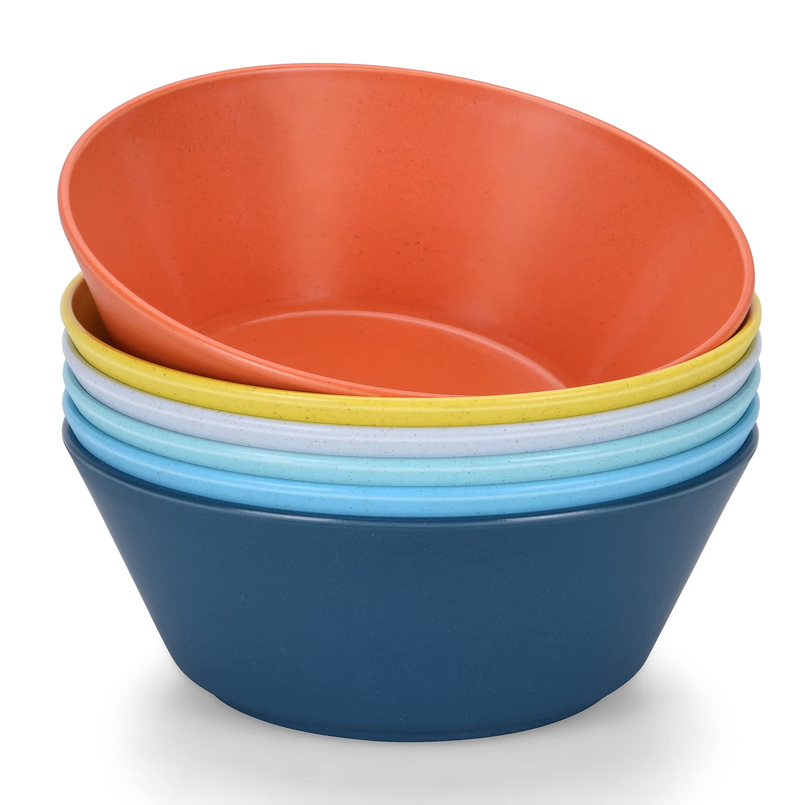 Unbreakable Large Cereal Bowls Set of 6, 32 Ounce BPA-Free Microwave and Dishwasher Safe Salad Bowls, Stackable Color Kitchen Bowls for Serving, Soup, Oatmeal, Pasta, Noodles - 6 Colors