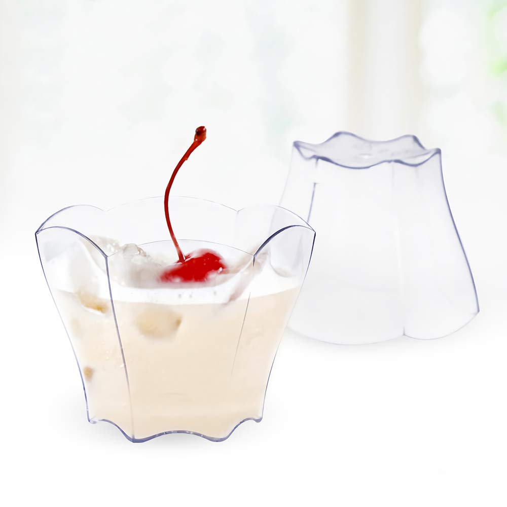 Kingrol 100 Count Mini Dessert Cups with Spoons, 2.3 oz. Disposable Clear Bowls for Mousse, Puddings, Appetizers, Sauces