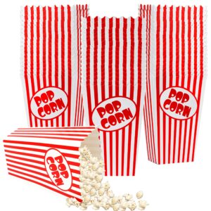 25 pcs popcorn boxes for party 5.5 inches tall red & white striped popcorn bags mini popcorn buckets & popcorn bowl for movie theater, home, carnival decorations (25)
