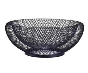 gweobz metal mesh fruit basket countertop candy dish black round decorative small fruit bowl for kitchen counter - 10 inches (mesh)