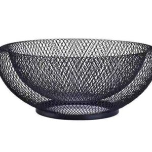 GWEOBZ Metal Mesh Fruit Basket Countertop Candy Dish Black Round Decorative Small Fruit Bowl for Kitchen Counter - 10 Inches (Mesh)