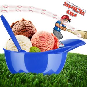 Baseball Helmet Ice Cream Snack Bowl and Disposable Taster Spoons Set Mini Baseball Party Favors Small Dessert Ice Cream Bowls Serving Candy Sundae Cups for Ice Cream Sundae Party Supplies(50 Set)