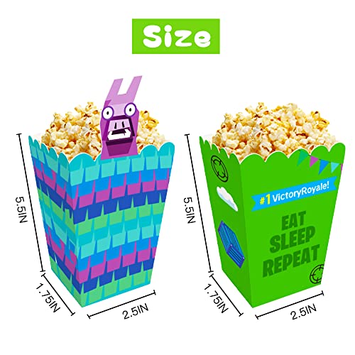 20Pcs Video Game Llama Popcorn Boxes, Battle Gamers Birthday Party Supplies Decorations Favors for Snack Treat Bags Goodie Candy Cookie