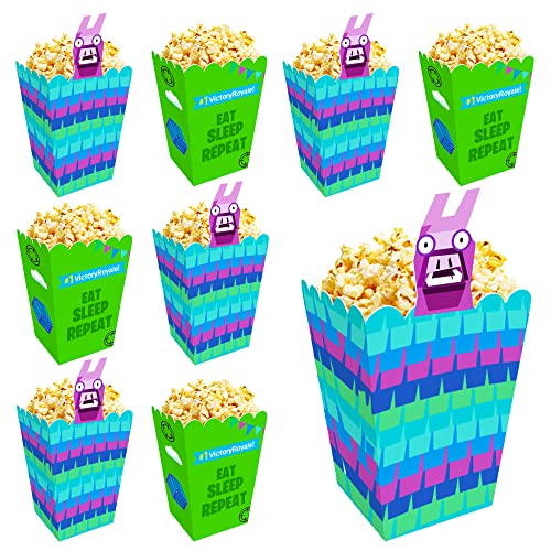 20Pcs Video Game Llama Popcorn Boxes, Battle Gamers Birthday Party Supplies Decorations Favors for Snack Treat Bags Goodie Candy Cookie