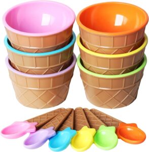 urmuyjj ice cream cups with spoons cartoon candy colorice cream bowls dessert sundae frozen yogurt bowls icecream cup party favors dishes ice crem kits supplies for kids set (6)