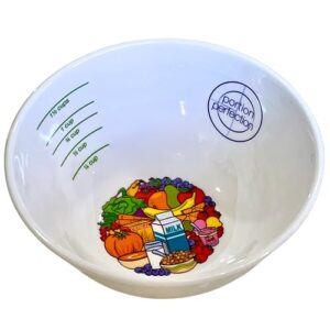 portion control bowl, melamine for weight loss, bariatric surgery, diabetes and healthier diets. educational, visual tool for adults and children by dietitian amanda clark