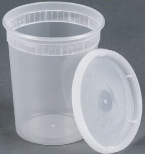 32oz plastic soup/food container with lids (100 pack)