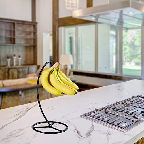 EGMEHOAD Banana Holder Stand, Banana Hanger Stand Black, Metal Banana Tree Hanger to Keep Bananas Fresh for 15LB Banana