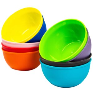 Youngever 9 Pack 10 Ounce Plastic Bowls, Kids Plastic Bowls, Set of 9 (9 Rainbow Colors)