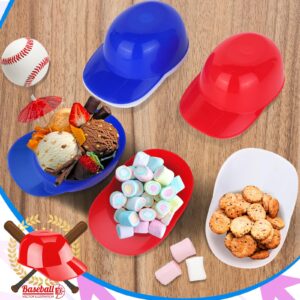 Tendiren 18PCS Mini Baseball Helmet Ice Cream Snack Bowl, 8 oz Helmets Plastic Baseball Cups, Kids Helmet Bowls, Mini Dessert Spoons Plastic Ice Cream Spoon for Birthday Party Supplies