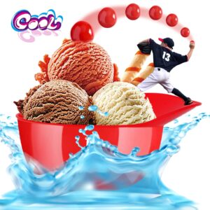 Tendiren 18PCS Mini Baseball Helmet Ice Cream Snack Bowl, 8 oz Helmets Plastic Baseball Cups, Kids Helmet Bowls, Mini Dessert Spoons Plastic Ice Cream Spoon for Birthday Party Supplies