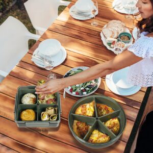 shopwithgreen Divided Serving Tray with Lid, Removable Divided Platter Food Storage Containers with 5 Compartment for Christmas Party, Veggies, Snack, Fruit, Nuts, Candy, Cracker, Chip