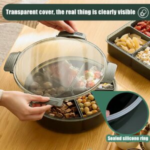 shopwithgreen Divided Serving Tray with Lid, Removable Divided Platter Food Storage Containers with 5 Compartment for Christmas Party, Veggies, Snack, Fruit, Nuts, Candy, Cracker, Chip