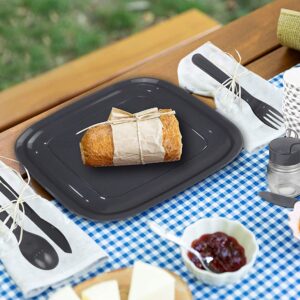 Tribello Camping Picnic Dishes Set with Case, (Set for 6) 32 Plastic Reusable Cutlery Set - BPA Free - Microwave / Dishwasher Safe