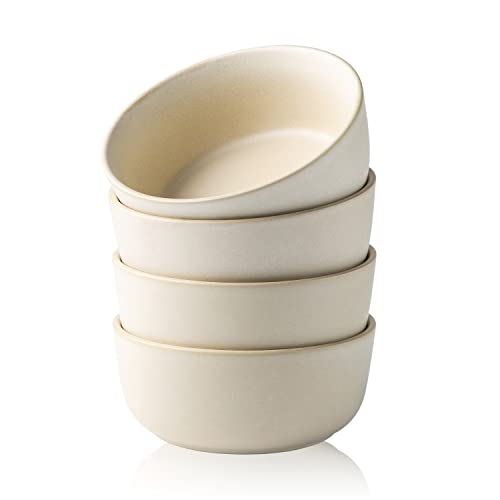 AmorArc Stoneware Cereal Bowls Set of 4, 26oz Soup Bowls Set for Cereal Soup Snacks, Modern Kitchen bowls for Meal, Dishwasher &Microwave Safe, Matte Ivory