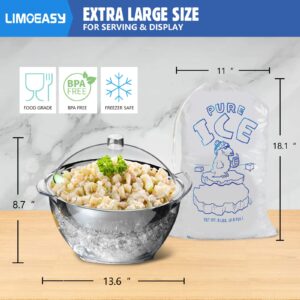 LIMOEASY Iced Salad Bowl, 4.5 Qt Large Chilled Serving Bowl with Lid for Parties, Ice Bowls to Keep Veggie, Fruit, Potato, Pasta Cold, Unique Gift for Women