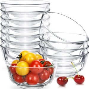 eccliy 12 pcs 8 oz glass bowls set 4.5 inch mini meal prep bowls small glass bowls clear serving bowls sauce cups for kitchen salad dessert ice cream dips snack side dishes ingredients condiments