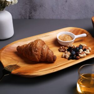 Jovivi Natural Fir Root Wood Dish Bowl, Handmade Wood Serving Platter Tray Plate,Wooden Plates for Sandwich Bread Fruit Salad Snack Dough Candy Serving Appetizer Display (11.4"x7.5")