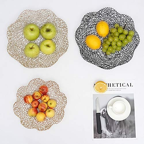 Decorative Bowls for Home Decor and Centerpieces - Gold Vegetable Fruit Bowl for Kitchen Counter, Table Centerpieces for Dining Room and Living Room Decor, Fruit Basket for Kitchen (Large）