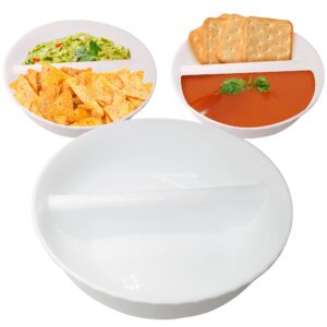 Kitchen Discovery Divided Cereal Bowl Anti Soggy, 2 Section Plastic Bowl Separates Milk from Cereal for Delicious Crunch, Soup and Side Bowl for Chips/Salsa, Soup/Crackers, Fruit, Yogurt