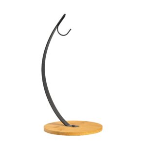 TIEYIPIN Banana Holder Stand, Banana Hanger Hook, Banana Keeper Rack - Black (Metal Hook and Circular Bamboo Base)