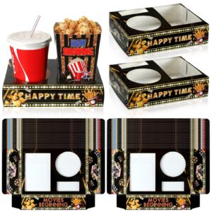 36 pcs movie night snack trays movie theater snack boxes movie night supplies disposable paper snack holder kid's movie trays for popcorn food candy drink party family, 8 x 6 inch (cute pattern)