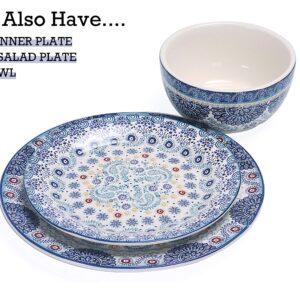 Bico Blue Talavera Ceramic Pasta Bowl, Set of 5(1 unit 214oz, 4 units 35oz), for Pasta, Salad, Microwave & Dishwasher Safe, House Warming Gift