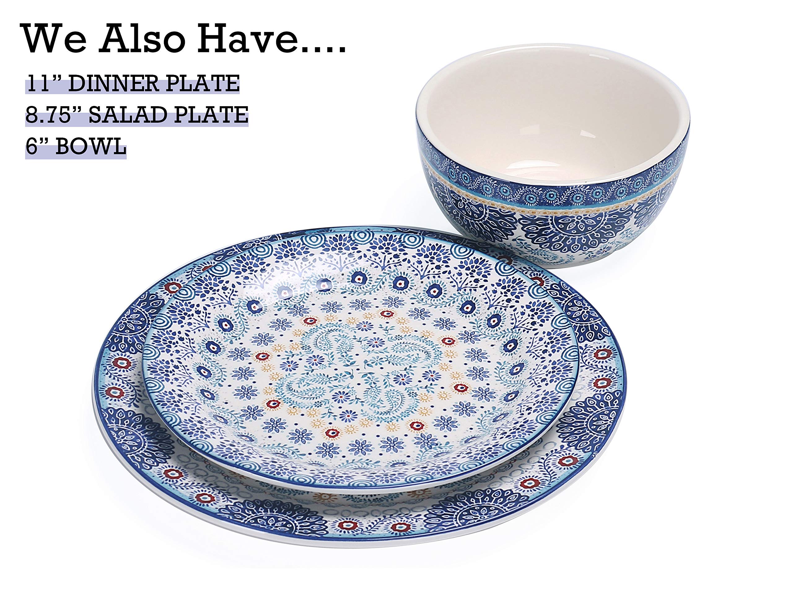 Bico Blue Talavera Ceramic Pasta Bowl, Set of 5(1 unit 214oz, 4 units 35oz), for Pasta, Salad, Microwave & Dishwasher Safe, House Warming Gift