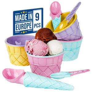 crystalia ice cream dessert sundae bowls, small plastic reusable ice cream cups, bpa-free, set of 9, 5 fl oz