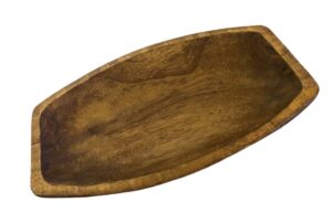wood dough bowl 17.75", long decorative bowl, wooden fruit bowls, wood bread bowl, wood bowls for decor, living room accessories, table centerpieces for dining room, hand carved wooden bowl
