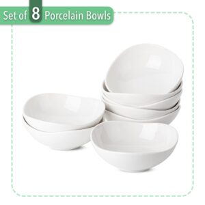 BTaT- Porcelain Bowls, 9 oz, Set of 8, White Triangle Dessert Bowls, Dip bowls, Sauce bowls, Small Serving Bowls, Small Bowls for Side Dishes, Ice Cream Dishes, Small White Bowls