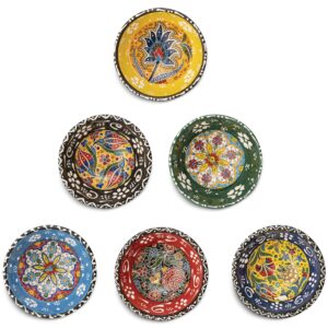 Bascuda® Small Ceramic Bowls Set of 6 with Gift Box - Snack Bowls for Tapas, Dessert, Nuts, Olive, Soy Sauce Dish, Dip - Colourful Decorative Moroccan Spanish Mexican - Decorative Bowl - 3.14 Inches