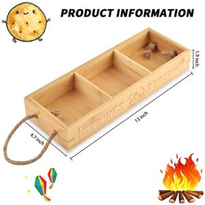 S'mores Station Box Smores Caddy S'mores Bar Holder Wooden Organizer Box for Serving Snacks Camping BBQ Accessories Displaying Utensils