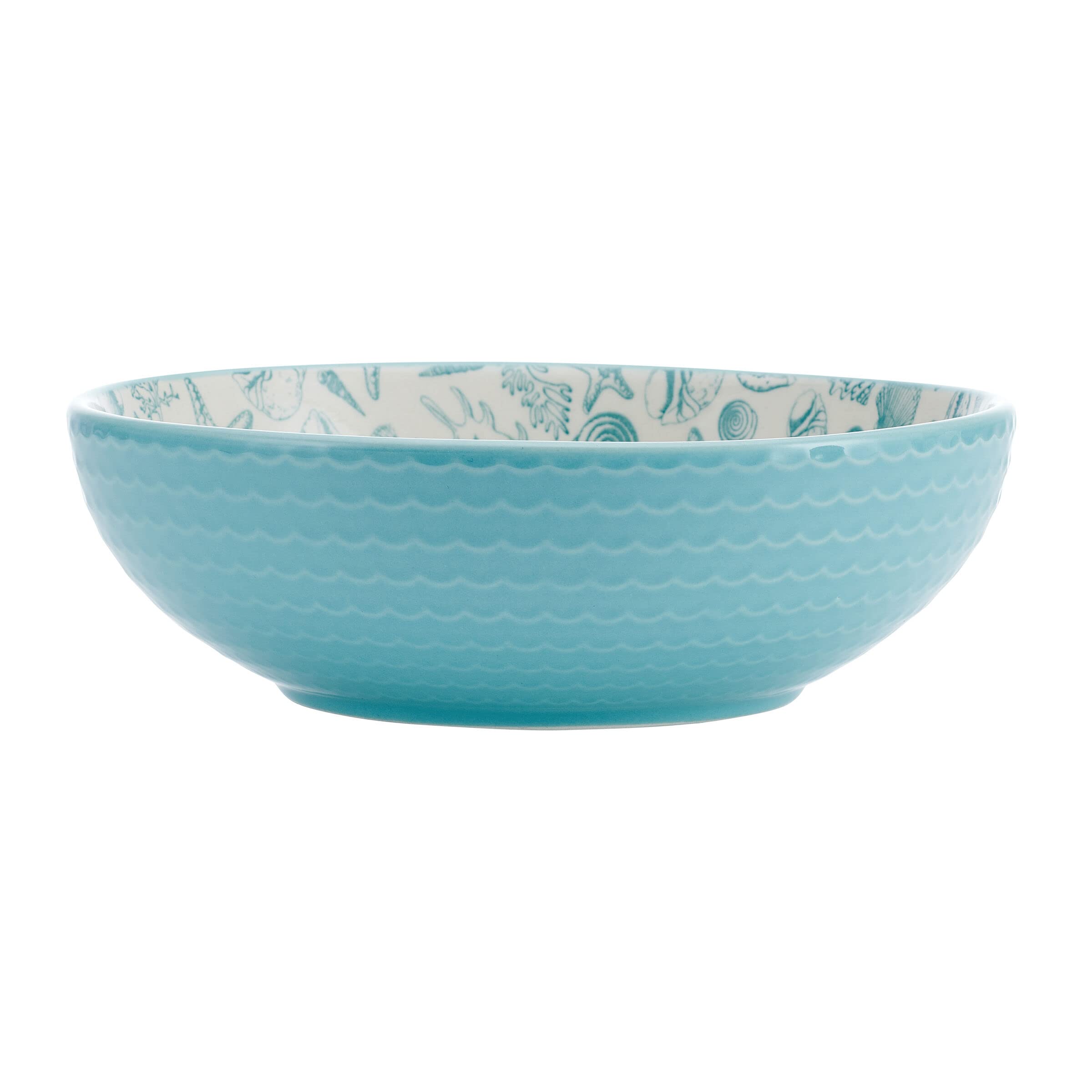 Pfaltzgraff Venice Set of 2 Pasta Bowls, 8 Inch, Teal and White