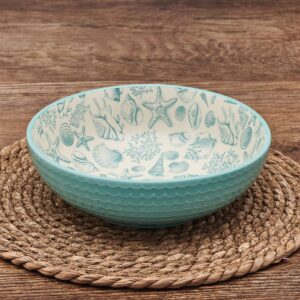 Pfaltzgraff Venice Set of 2 Pasta Bowls, 8 Inch, Teal and White