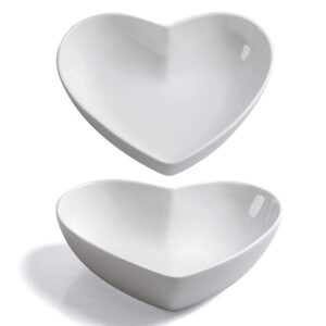 keponbee heart bowls porcelain 2pcs white heart-shaped bowl dessert bowls/salad bowl 7 inch, 20oz