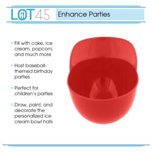 Lot45 Mini Baseball Helmet Ice Cream Snack Bowls - 12pc 8oz Red Baseball Snacks Mini Dessert Cups for Party and Games