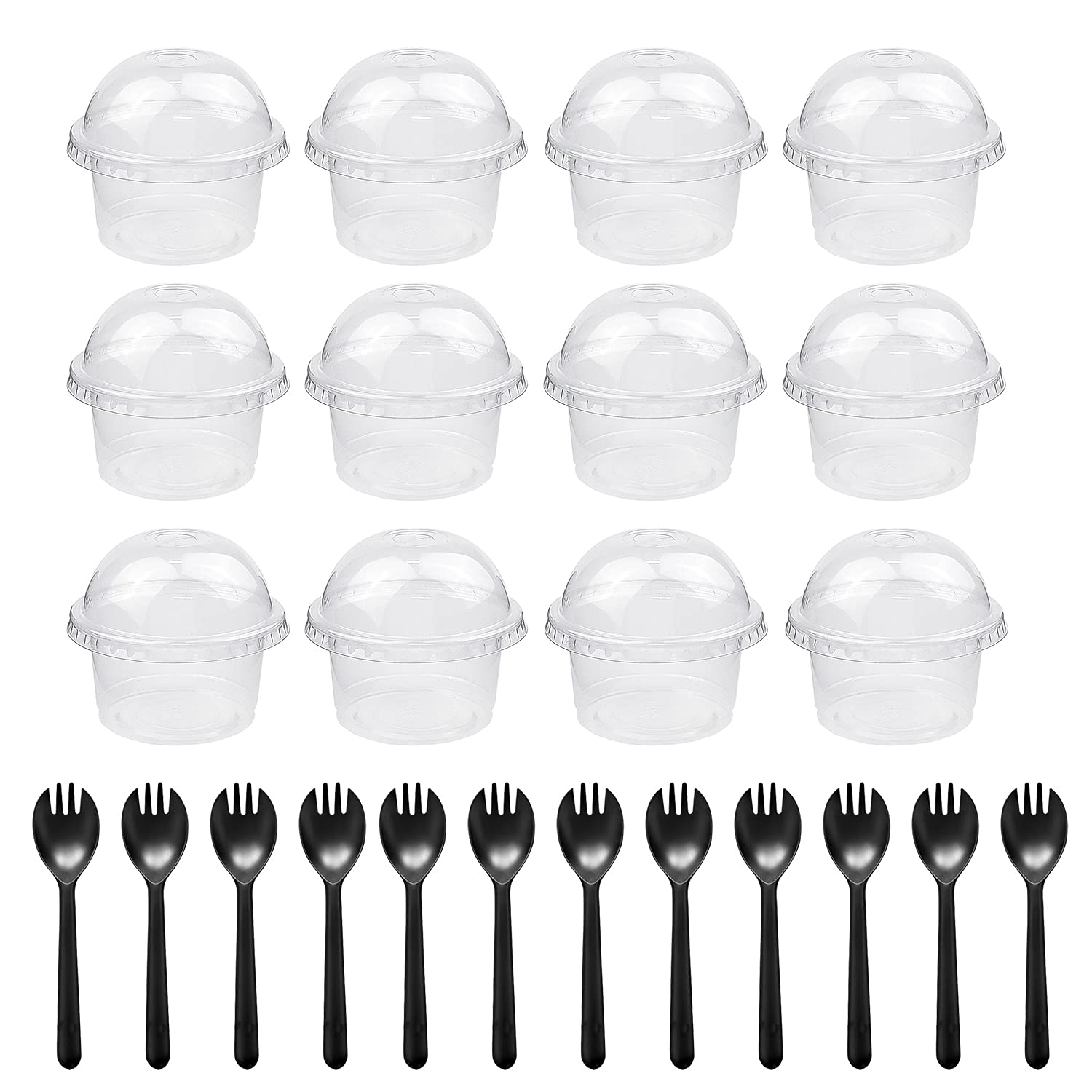 50 Pack 8 oz Clear Plastic Dessert Cup with Dome Lids Disposable Parfait Fruit Cups Party Cupcake Bowl Dessert Pudding Containers for Ice Cream, Iced Cold Drinks, Cupcake, Snack, Fruit, Pudding