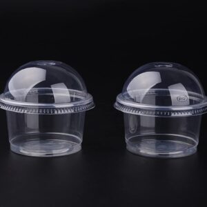 50 Pack 8 oz Clear Plastic Dessert Cup with Dome Lids Disposable Parfait Fruit Cups Party Cupcake Bowl Dessert Pudding Containers for Ice Cream, Iced Cold Drinks, Cupcake, Snack, Fruit, Pudding